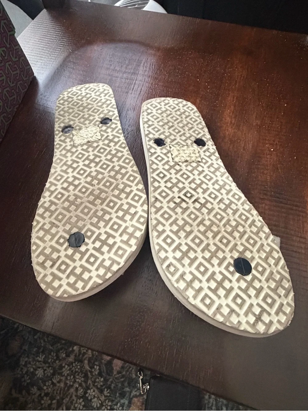 Tory Burch Navy  and White Floral Thong Sandals
